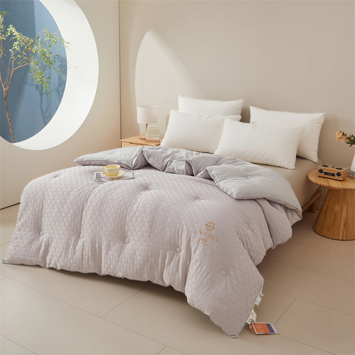 91家纺网 家纺一手货源 找家纺 伊被源 2023秋冬新款A类黄金蚕蛹蛋白被 被子被芯---华夫格针织 灰色