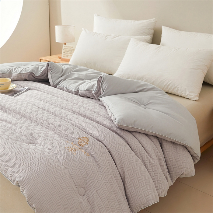 91家纺网 家纺一手货源 找家纺 伊被源 2023秋冬新款A类黄金蚕蛹蛋白被 被子被芯---华夫格针织 灰色