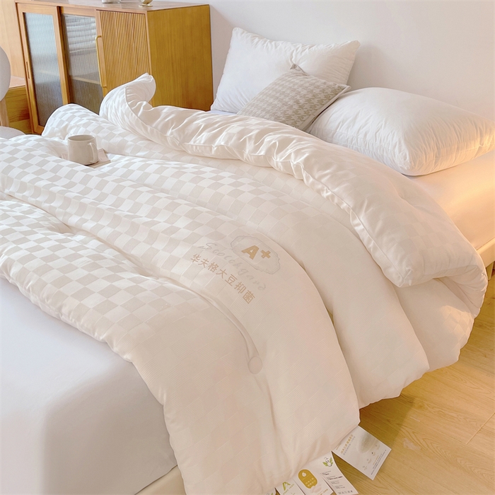 91家纺网 家纺一手货源 找家纺 （总）伊被源 2023秋冬新款A类母婴级有机抗菌大豆蛋白被 被子被芯---华夫格魔方