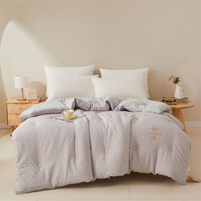 91家纺网 家纺一手货源 找家纺 伊被源 2023秋冬新款A类黄金蚕蛹蛋白被 被子被芯---华夫格针织 灰色