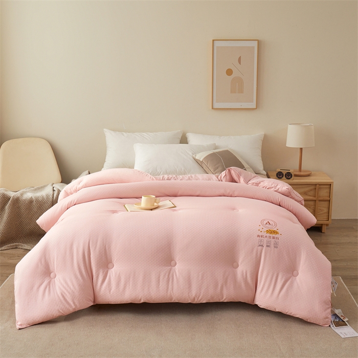 91家纺网 家纺一手货源 找家纺 伊被源 2023秋冬新款A类母婴级有机抗菌大豆蛋白被 被子被芯---华夫格田园 豆沙