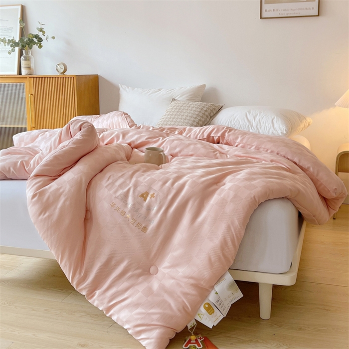 91家纺网 家纺一手货源 找家纺 伊被源 2023秋冬新款A类母婴级有机抗菌大豆蛋白被 被子被芯---华夫格魔方 玉色