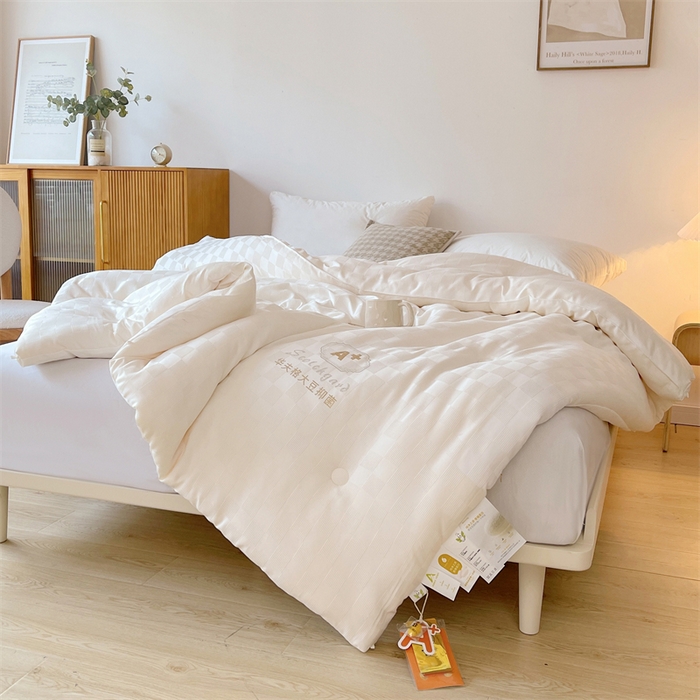 91家纺网 家纺一手货源 找家纺 伊被源 2023秋冬新款A类母婴级有机抗菌大豆蛋白被 被子被芯---华夫格魔方 白色