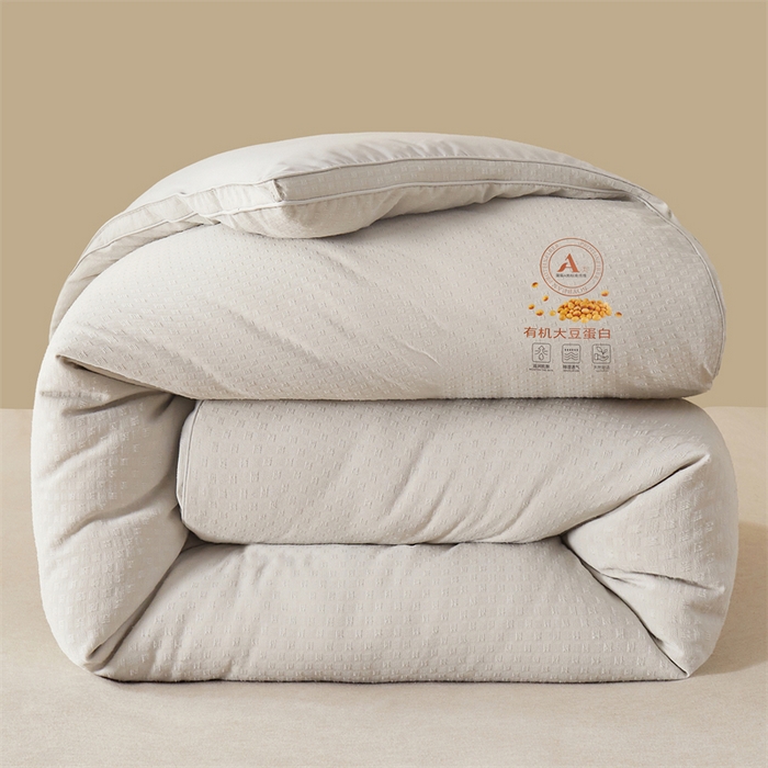 91家纺网 家纺一手货源 找家纺 伊被源 2023秋冬新款A类母婴级有机抗菌大豆蛋白被 被子被芯---华夫格田园 灰色