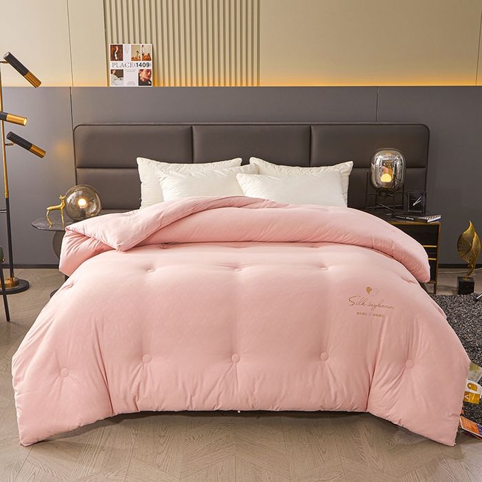 91家纺网 家纺一手货源 找家纺 2023秋冬新款A类压花蚕蛹蛋白被 被子被芯 豆沙