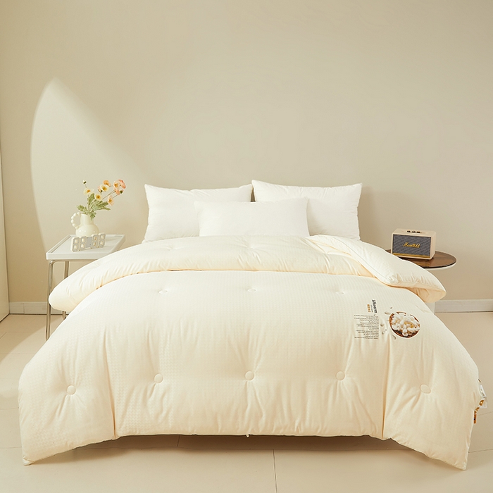 91家纺网 家纺一手货源 找家纺 伊被源 2023秋冬新款A类黄金蚕蛹蛋白被 被子被芯---千鸟格  白色