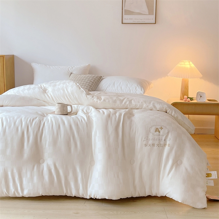 91家纺网 家纺一手货源 找家纺 （总）伊被源 2023秋冬新款A类母婴级有机抗菌大豆蛋白被 被子被芯---华夫格魔方