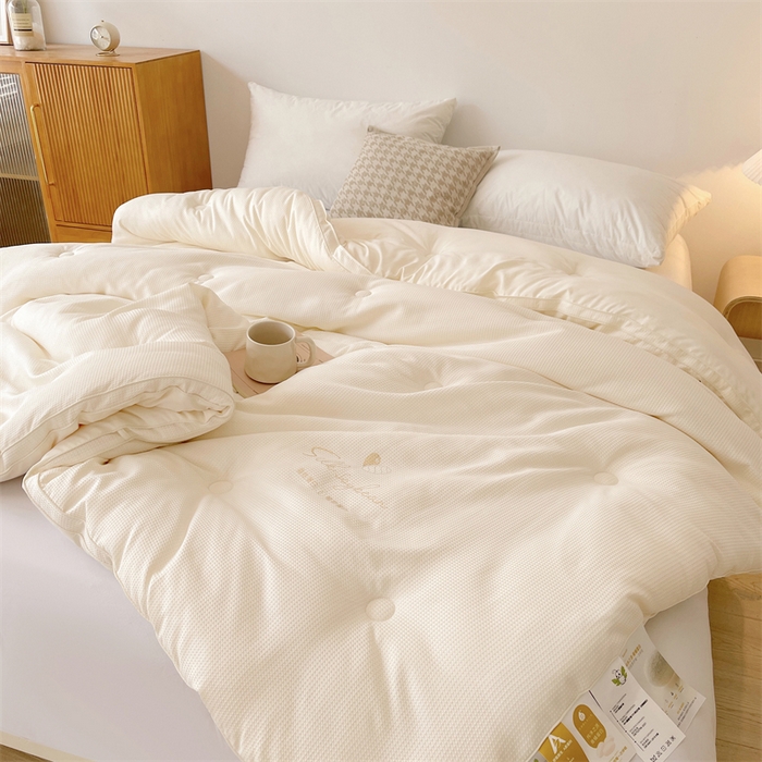 91家纺网 家纺一手货源 找家纺 （总）伊被源 2023秋冬新款A类黄金蚕蛹蛋白被 被子被芯---华夫格点点