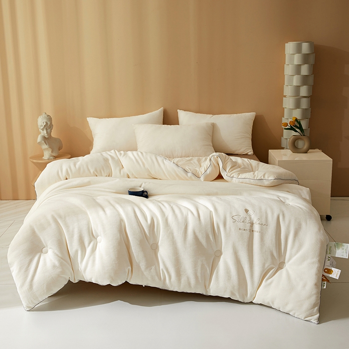 91家纺网 家纺一手货源 找家纺 伊被源 2023秋冬新款A类针织提花蚕蛹蛋白被被子被芯 雅颂