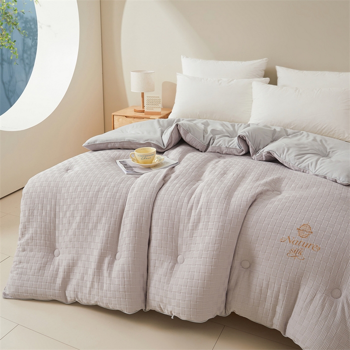 91家纺网 家纺一手货源 找家纺 伊被源 2023秋冬新款A类黄金蚕蛹蛋白被 被子被芯---华夫格针织 灰色