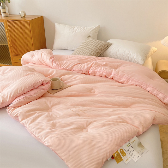 91家纺网 家纺一手货源 找家纺 伊被源 2023秋冬新款A类黄金蚕蛹蛋白被 被子被芯---华夫格点点 玉色