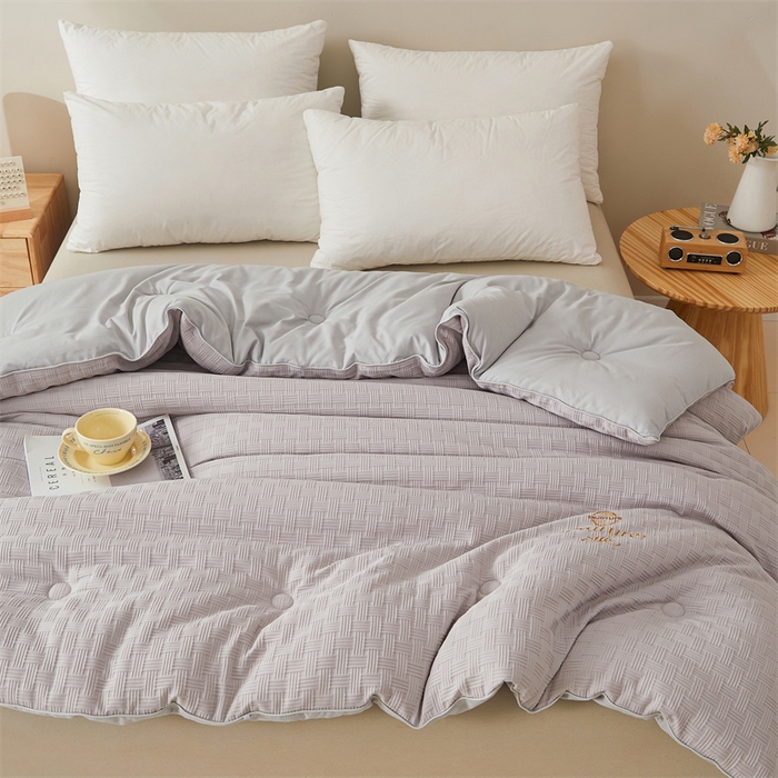 91家纺网 家纺一手货源 找家纺 伊被源 2023秋冬新款A类黄金蚕蛹蛋白被 被子被芯---华夫格针织 灰色