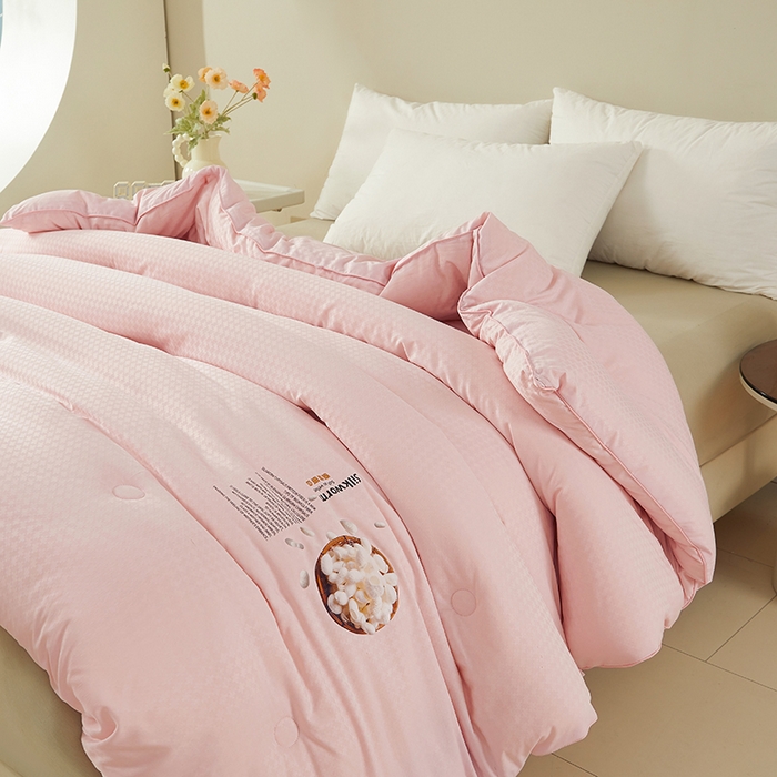 91家纺网 家纺一手货源 找家纺 伊被源 2023秋冬新款A类黄金蚕蛹蛋白被 被子被芯---千鸟格  豆沙