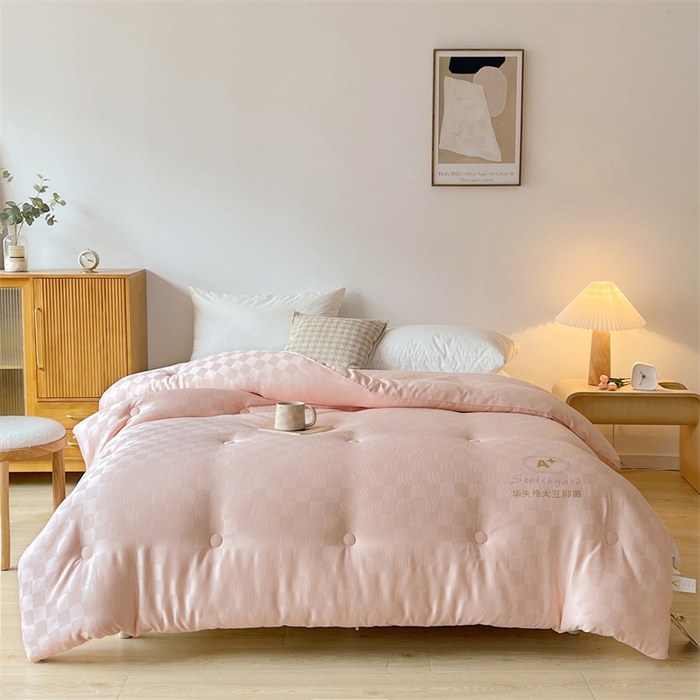 91家纺网 家纺一手货源 找家纺 伊被源 2023秋冬新款A类母婴级有机抗菌大豆蛋白被 被子被芯---华夫格魔方 玉色