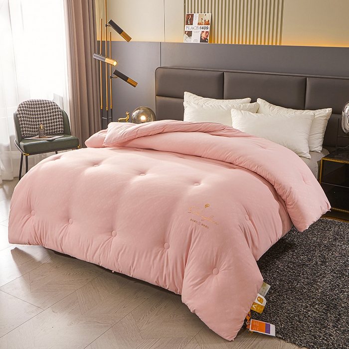 91家纺网 家纺一手货源 找家纺 2023秋冬新款A类压花蚕蛹蛋白被 被子被芯 豆沙