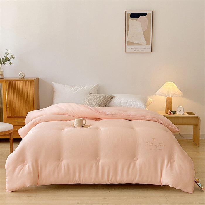 91家纺网 家纺一手货源 找家纺 伊被源 2023秋冬新款A类黄金蚕蛹蛋白被 被子被芯---华夫格点点 玉色