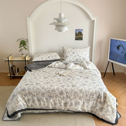 星期八 2023新款全棉花边豆豆被 白山茶