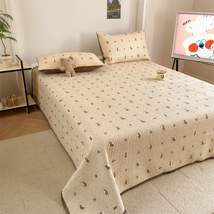 91家纺网 家纺一手货源 找家纺 星期八 2023新款棉加绒床盖三件套 熊兔乐园