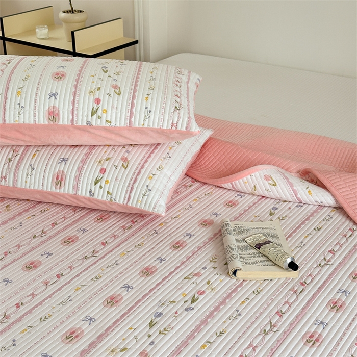 91家纺网 家纺一手货源 找家纺 星期八 2023新款棉加绒床盖三件套 仙草