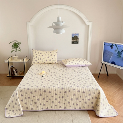 星期八 2023新款棉加绒床盖三件套 紫藤