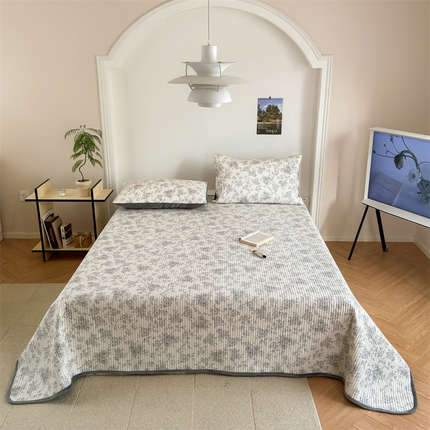 星期八 2023新款棉加绒床盖三件套 白山茶