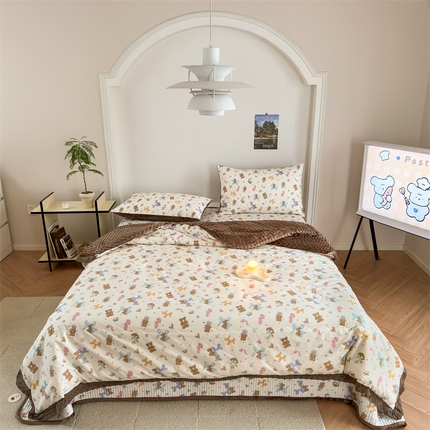 星期八 2023新款全棉花边豆豆被 小熊派对