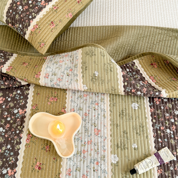 91家纺网 家纺一手货源 找家纺 星期八 2023新款棉加绒床盖三件套 玫瑰花园