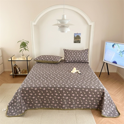 星期八 2023新款棉加绒床盖三件套 紫苏