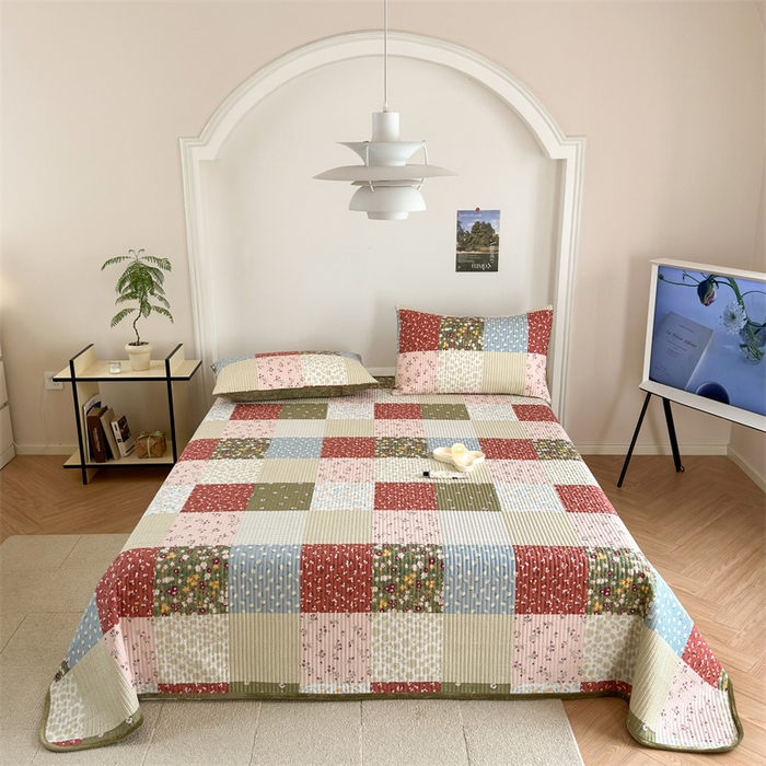 91家纺网 家纺一手货源 找家纺 星期八 2023新款棉加绒床盖三件套 百福