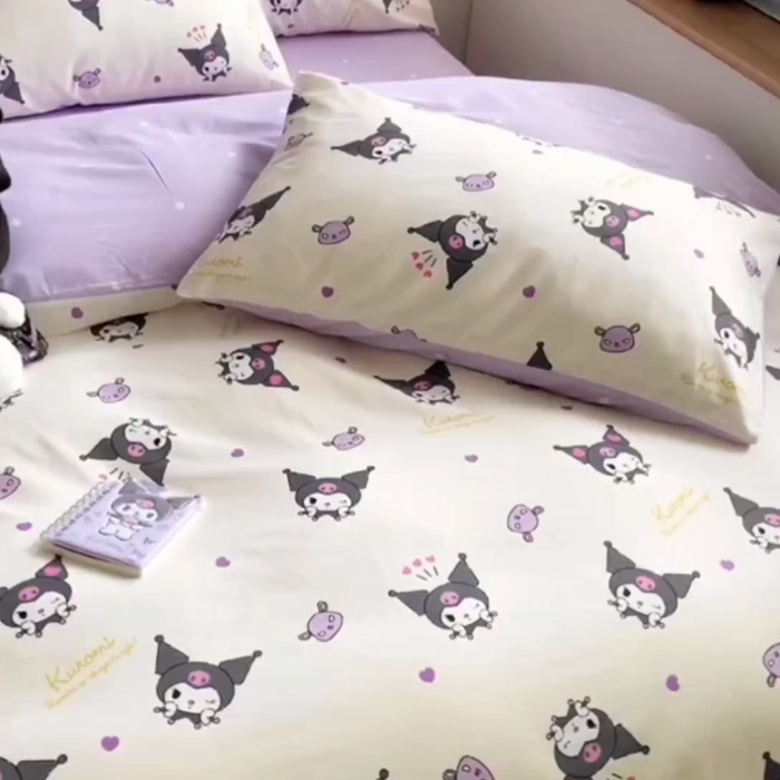 91家纺网 家纺一手货源 找家纺 朵希曼 2025新款全棉三丽鸥卡通印花系列四件套 淘气库洛米