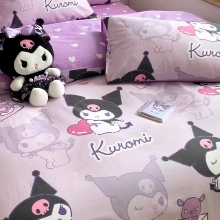 91家纺网 家纺一手货源 找家纺 朵希曼 2025新款全棉三丽鸥卡通印花系列四件套 库洛米