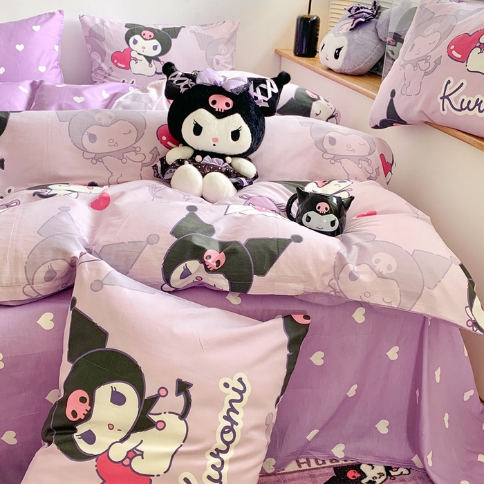 91家纺网 家纺一手货源 找家纺 朵希曼 2025新款全棉三丽鸥卡通印花系列四件套 库洛米