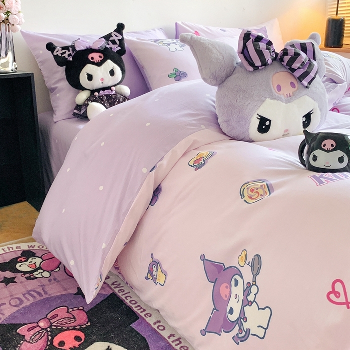 91家纺网 家纺一手货源 找家纺 朵希曼 2025新款全棉三丽鸥卡通印花系列四件套 甜甜库洛米