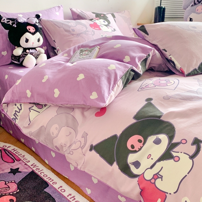 91家纺网 家纺一手货源 找家纺 朵希曼 2025新款全棉三丽鸥卡通印花系列四件套 库洛米