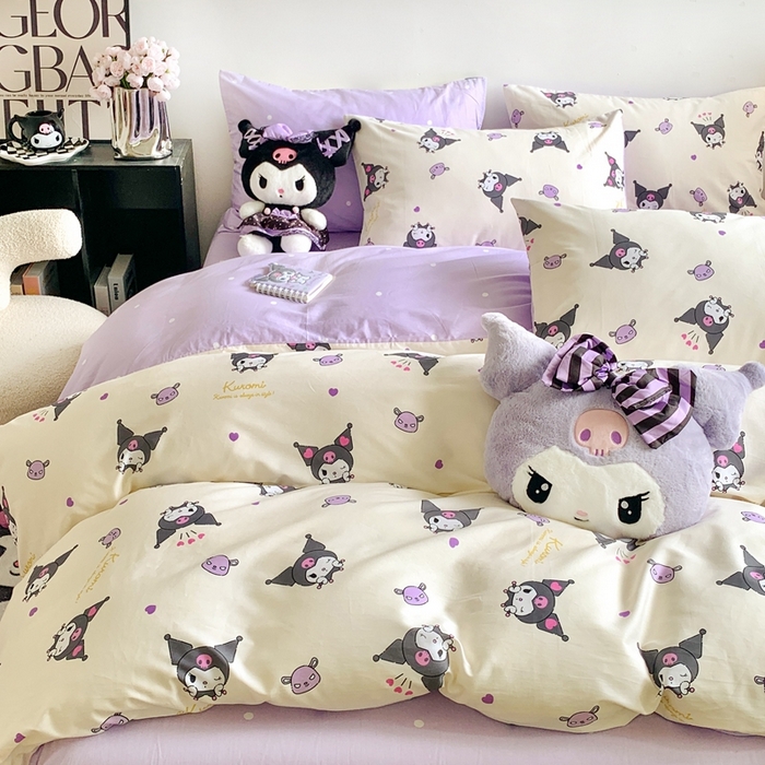 91家纺网 家纺一手货源 找家纺 朵希曼 2025新款全棉三丽鸥卡通印花系列四件套 淘气库洛米