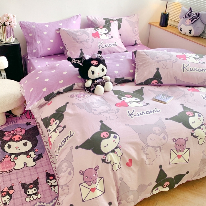 91家纺网 家纺一手货源 找家纺 朵希曼 2025新款全棉三丽鸥卡通印花系列四件套 库洛米