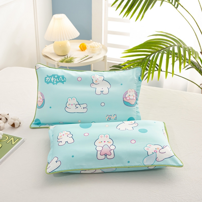 91家纺网 家纺一手货源 找家纺 萌番宝 2023新款全棉儿童60支枕芯枕套午睡枕A类双面枕 囧囧兔