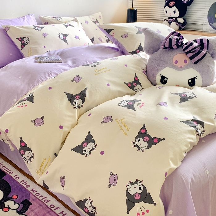 91家纺网 家纺一手货源 找家纺 朵希曼 2025新款全棉三丽鸥卡通印花系列四件套 淘气库洛米