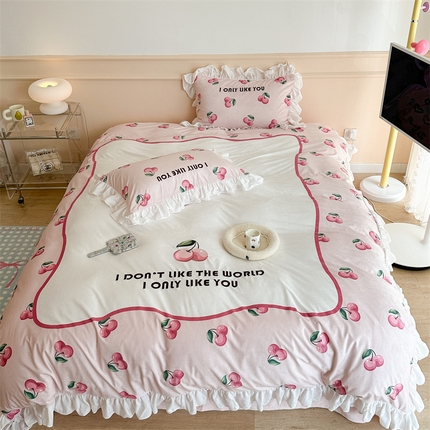 （总）昔可家纺 2023新款花边绣花牛奶绒四件套