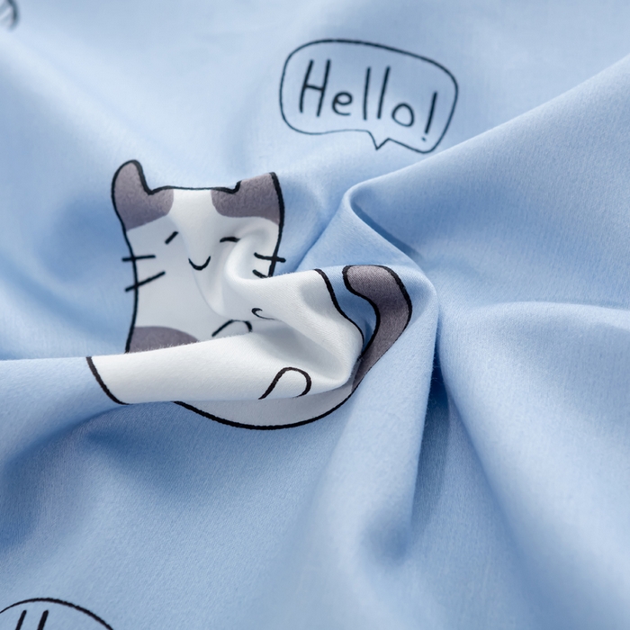 91家纺网 家纺一手货源 找家纺 萌番宝 2023新款全棉儿童60支枕芯枕套午睡枕A类双面枕 猫肚蓝