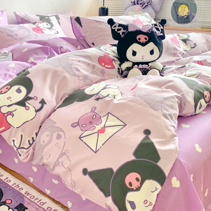 91家纺网 家纺一手货源 找家纺 朵希曼 2025新款全棉三丽鸥卡通印花系列四件套 库洛米