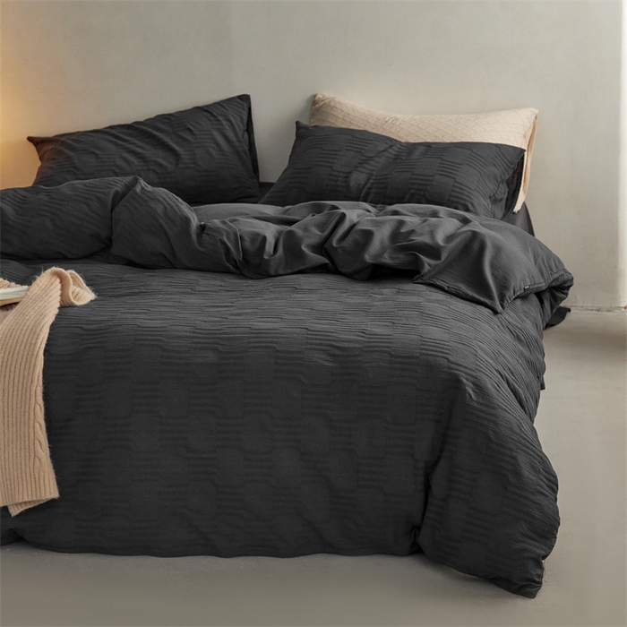 91家纺网 家纺一手货源 找家纺 梦享生活家居 2023新款提花四件套-侘寂风 肌理纹-灰