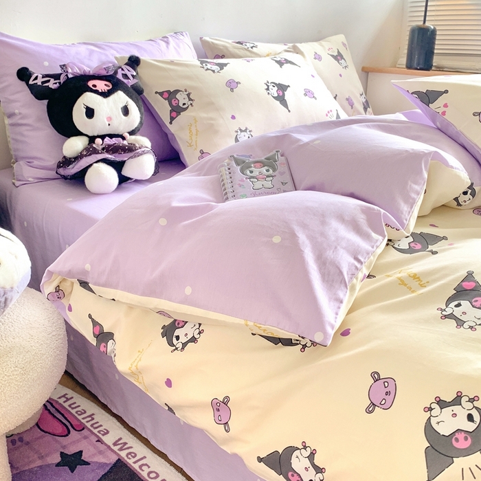 91家纺网 家纺一手货源 找家纺 朵希曼 2025新款全棉三丽鸥卡通印花系列四件套 淘气库洛米