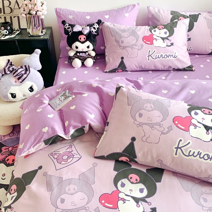 91家纺网 家纺一手货源 找家纺 朵希曼 2025新款全棉三丽鸥卡通印花系列四件套 库洛米