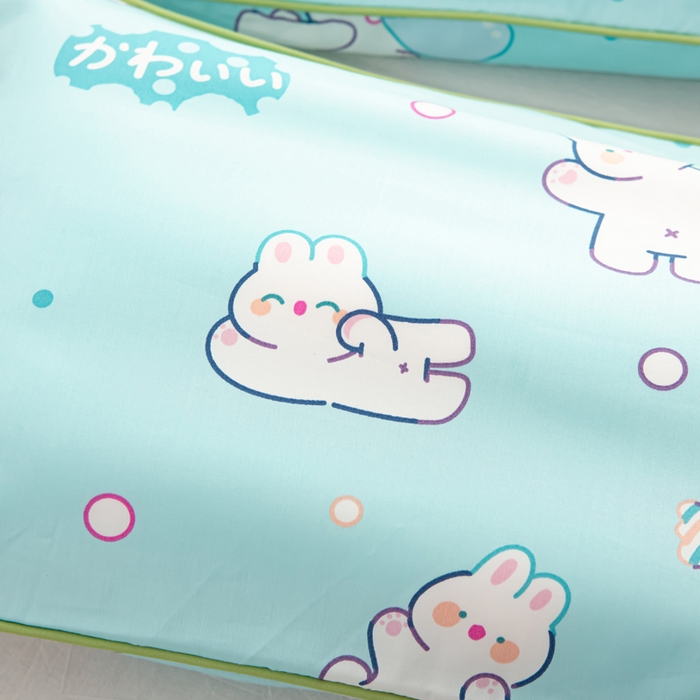 91家纺网 家纺一手货源 找家纺 萌番宝 2023新款全棉儿童60支枕芯枕套午睡枕A类双面枕 囧囧兔