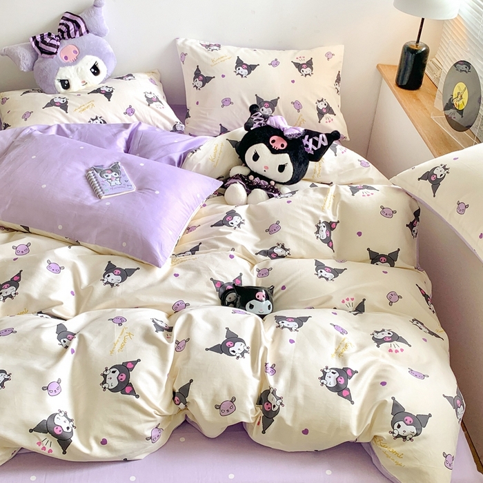 91家纺网 家纺一手货源 找家纺 朵希曼 2025新款全棉三丽鸥卡通印花系列四件套 淘气库洛米