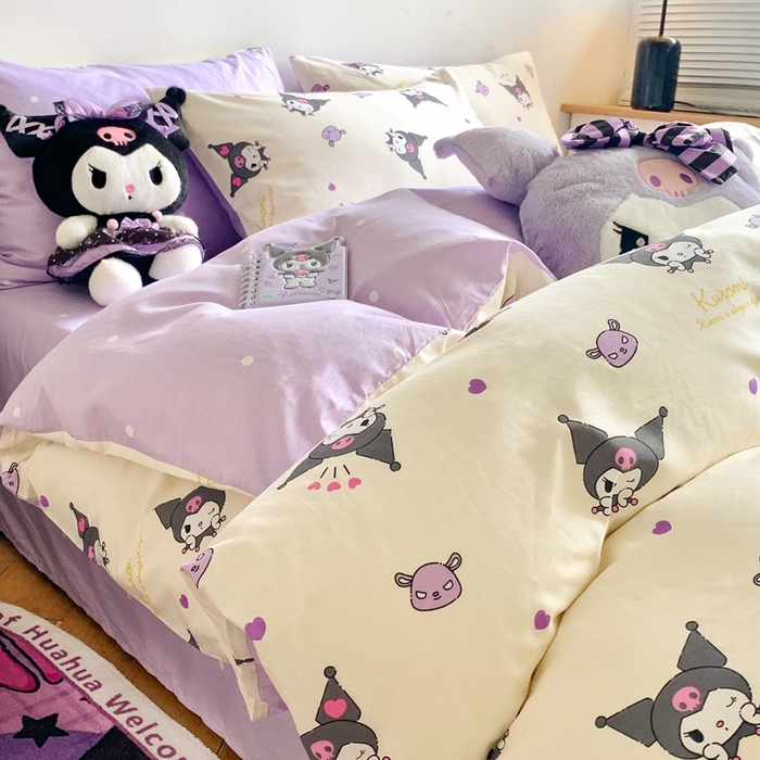 91家纺网 家纺一手货源 找家纺 朵希曼 2025新款全棉三丽鸥卡通印花系列四件套 淘气库洛米