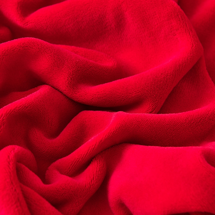 91家纺网 家纺一手货源 找家纺 畅畅家纺 2024新款高克重加厚保暖冬季牛奶绒纯色床盖款四件套 中国红