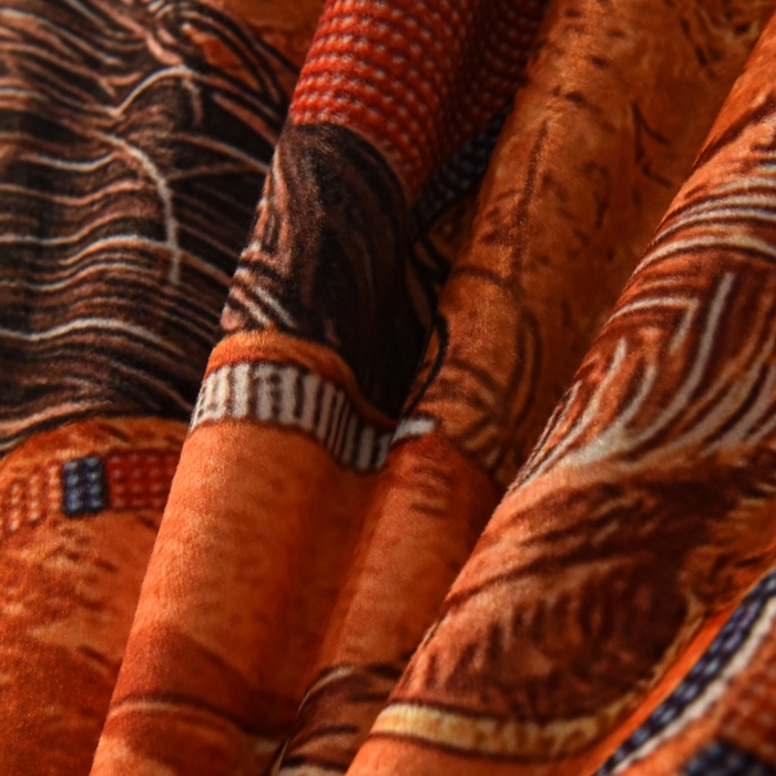 91家纺网 家纺一手货源 找家纺 爵仕家纺 2023新款羊羔绒毯宫廷风骏马系列 印第安人