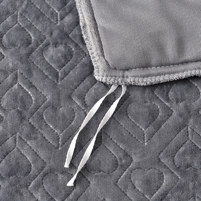 91家纺网 家纺一手货源 找家纺 畅畅家纺 2024新款高克重加厚保暖冬季牛奶绒纯色床盖款四件套 灰色